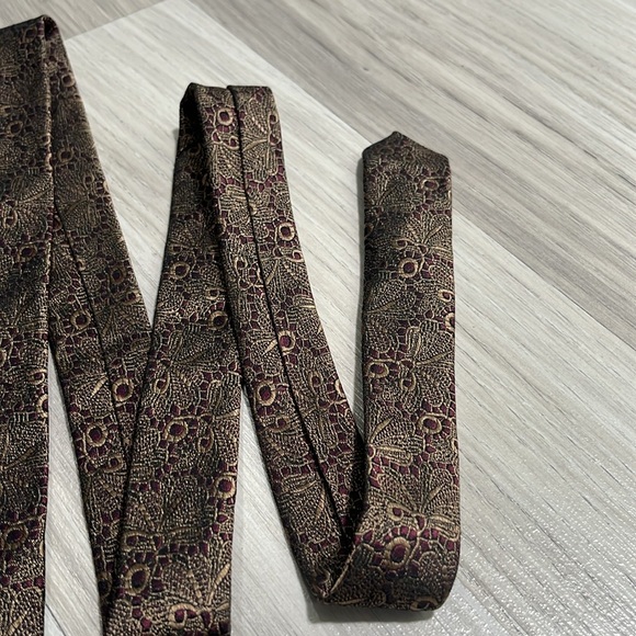 CP Carol Palazzi Couture Multi Color Silk Mens Neck Tie Classic Burgundy Tan - Picture 5 of 7